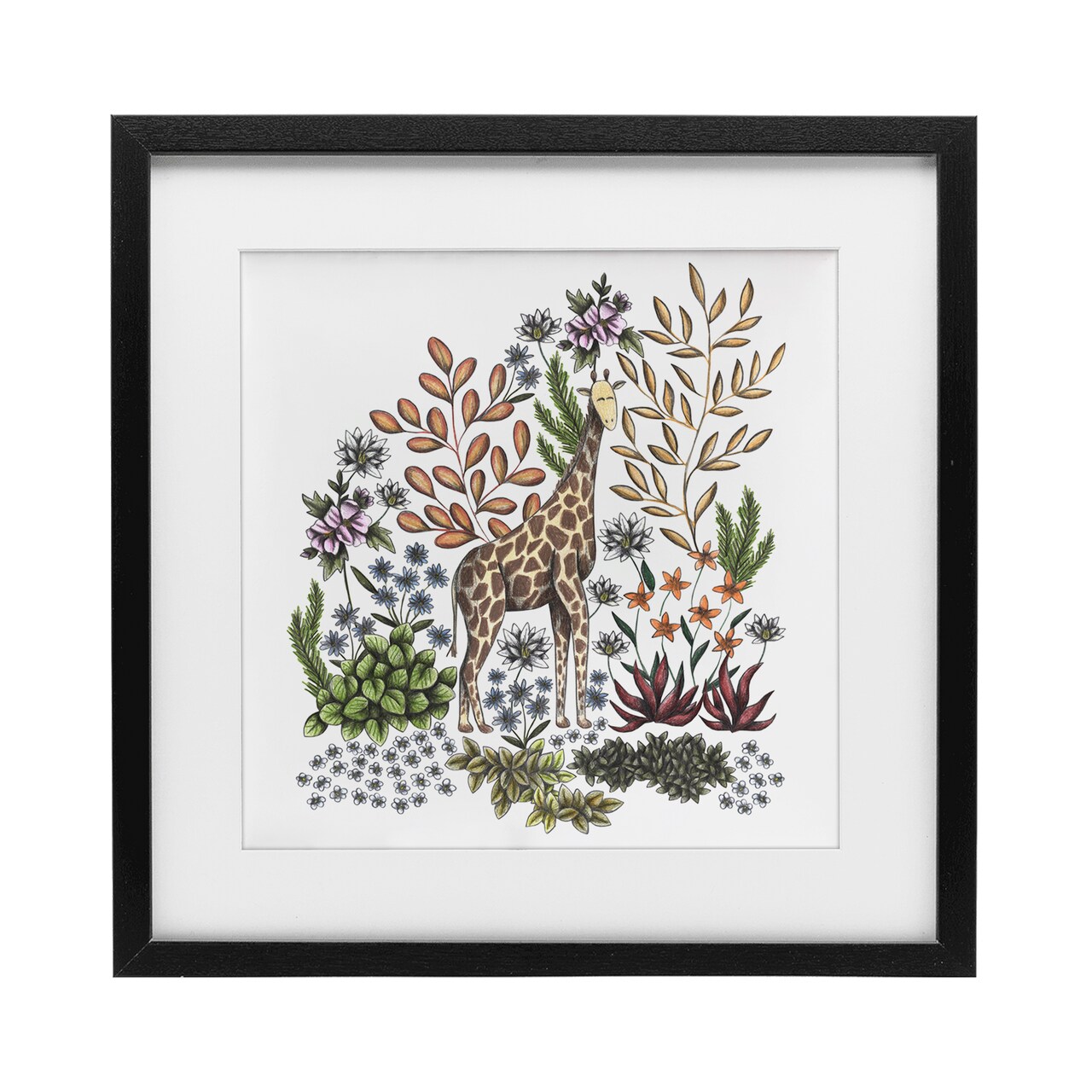 Stupell Industries Jungle Wildlife Giraffe Framed Print Under Glass, design by Cecilia Battaini